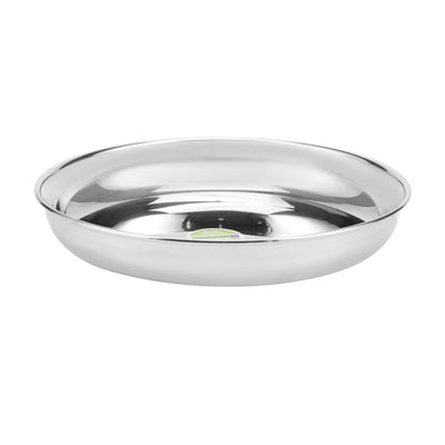 Royalford RF11468 Stainless Steel Rice Plate | 23cm Mirror Finish Dinner Plate | Durable Food Grade Steel Serving Plate | Rust Resistant Tableware for Home & Restaurant