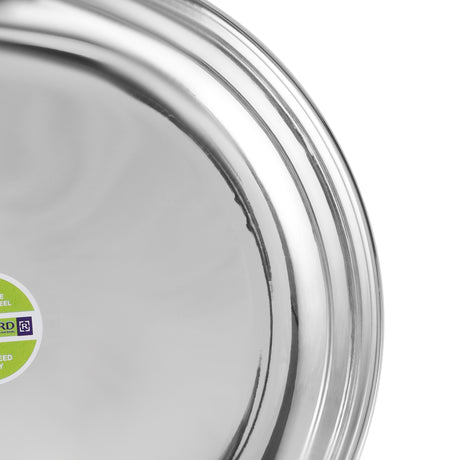 Royalford RF11468 Stainless Steel Rice Plate | 23cm Mirror Finish Dinner Plate | Durable Food Grade Steel Serving Plate | Rust Resistant Tableware for Home & Restaurant