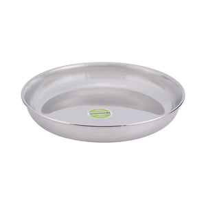 Royalford RF11469 Stainless Steel Rice Plate | 25CM Mirror Finish Heavy Duty Dinner Plate | Rust Resistant Serving Plate for Home, Restaurant & Catering Service