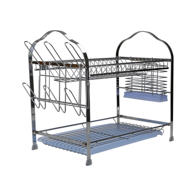 Royalford RF2563 wall hanging dish rack | crafted from durable iron, featuring a two-tier design, removable draining trays, utensil holder, and space for plates glasses