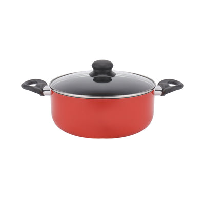 Royalford RF11642 9-Piece Non-Stick Cookware Set with Glass Lids| Frypan, Saucepan & Casseroles | Strong Aluminium Body | PFOA-Free Coating & Bamboo Kitchen Tools
