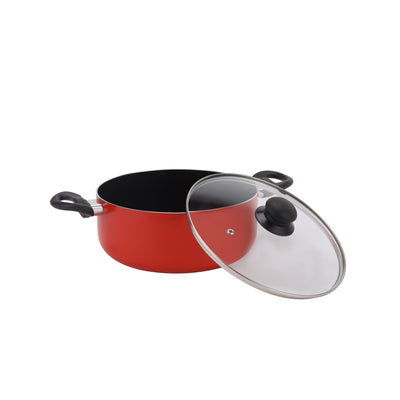 Royalford RF11642 9-Piece Non-Stick Cookware Set with Glass Lids| Frypan, Saucepan & Casseroles | Strong Aluminium Body | PFOA-Free Coating & Bamboo Kitchen Tools