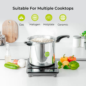 Royalford 12L Induction Pressure Cooker RF11645 | Strong Virgin Aluminium Body| Improved Pressure Regulator|  Multi-Safety System| Free Gasket & 2-Year Warranty