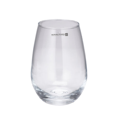 Royalford RF11655 Glass Tumbler Set | 3PCS 490ml Lead Free Drinking Glasses | Durable Elegant Water Juice Glass Set | Premium Kitchen Drinkware | Modern Curved Design