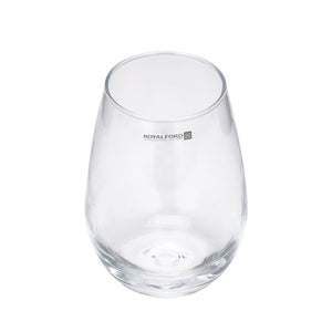 Royalford RF11655 Glass Tumbler Set | 3PCS 490ml Lead Free Drinking Glasses | Durable Elegant Water Juice Glass Set | Premium Kitchen Drinkware | Modern Curved Design