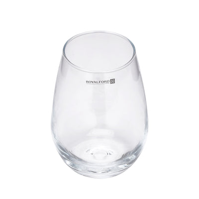 Royalford RF11655 Glass Tumbler Set | 3PCS 490ml Lead Free Drinking Glasses | Durable Elegant Water Juice Glass Set | Premium Kitchen Drinkware | Modern Curved Design
