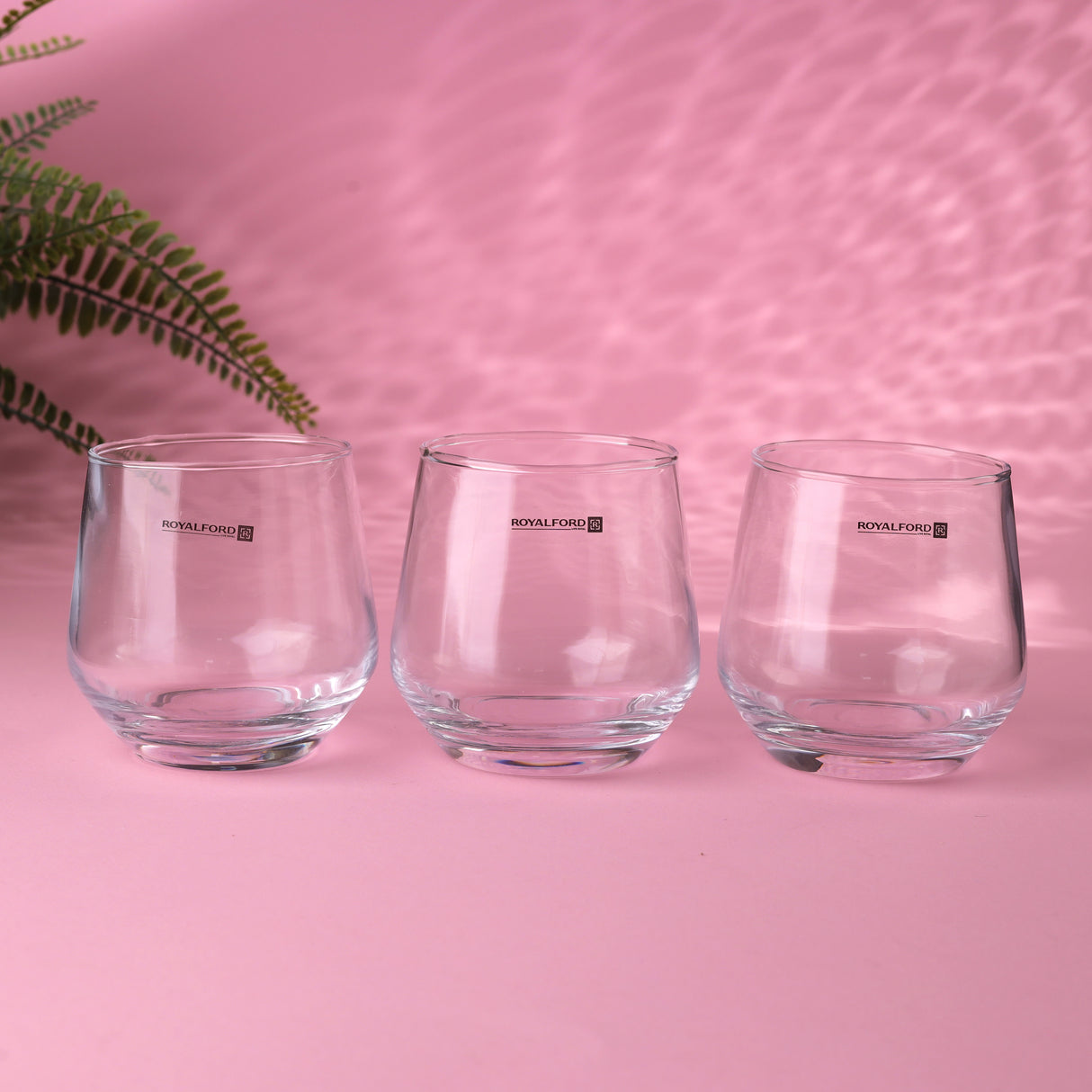 Royalford RF11656 glass tumbler set of 3 pcs| 360ml capacity &  made from lead-free soda-lime glass| durable, elegant design, ideal for water, juice & daily beverage use|
