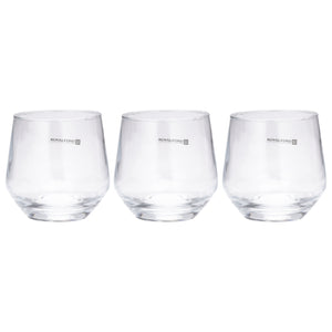 Royalford RF11656 glass tumbler set of 3 pcs| 360ml capacity &  made from lead-free soda-lime glass| durable, elegant design, ideal for water, juice & daily beverage use|