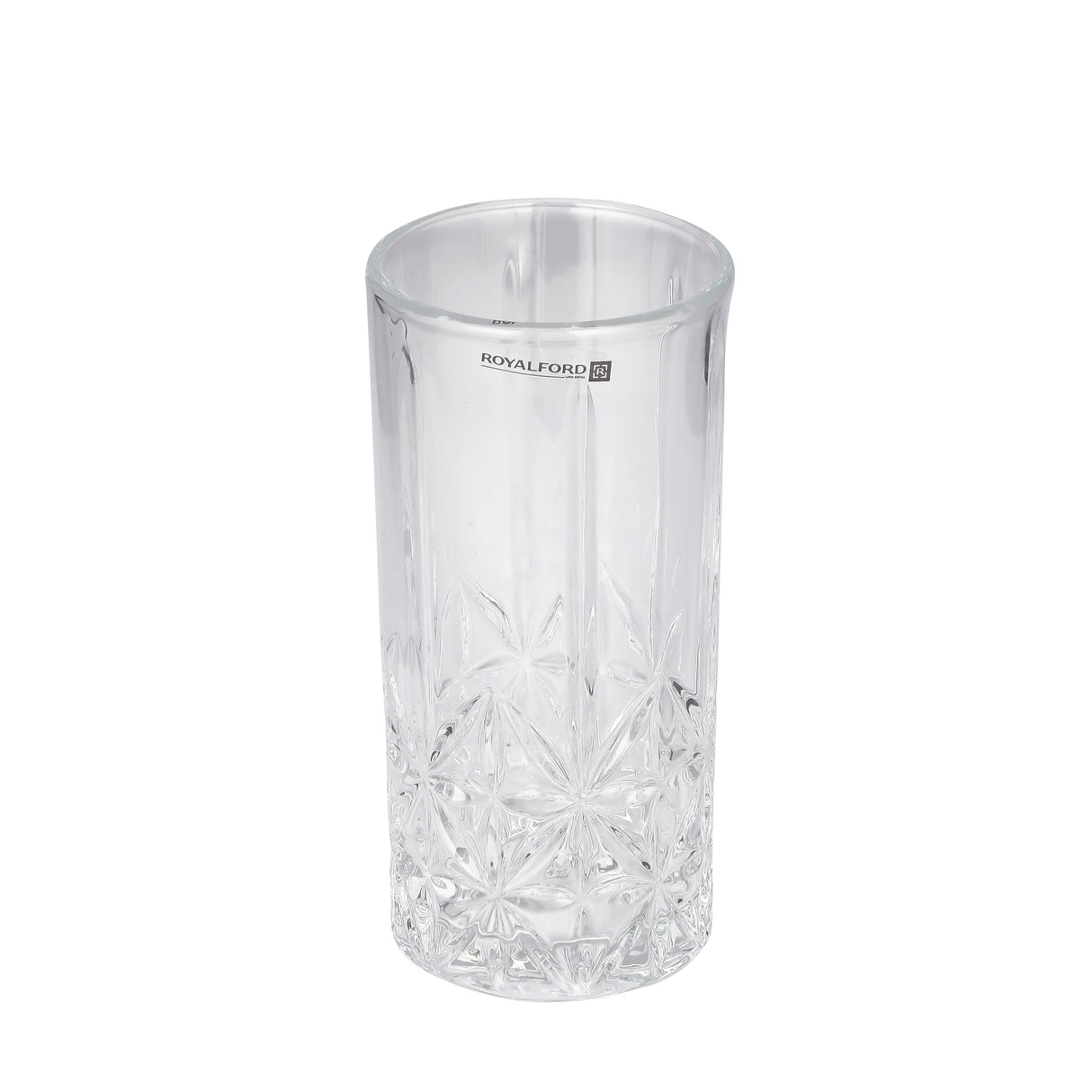 Royalford RF11662 Glass Tumbler Set | 3 Pcs 360ML Lead Free Soda Lime Drinking Glasses| Elegant Textured Base| Premium Water Juice Soft Drink Beverage Glassware for Home