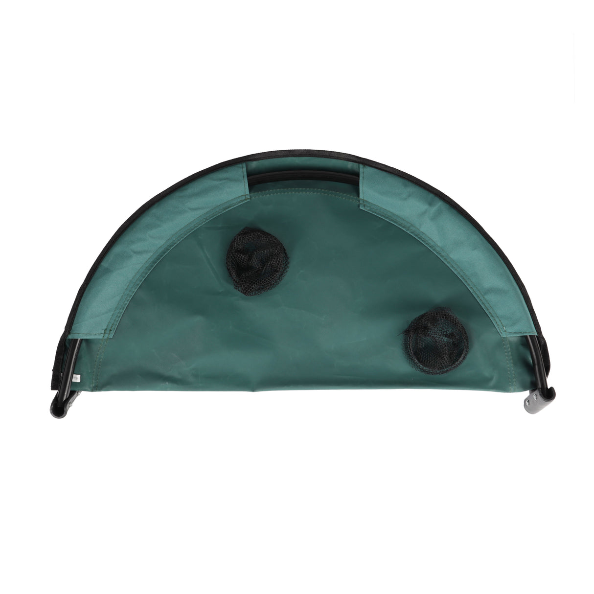 Royalford RF11673 round camping table with lightweight foldable design | iron tube frame, washable Oxford cloth, cup holders, storage shelf and carry bag included now