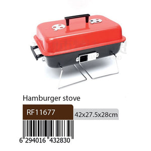 Royalford RF11677 Portable Charcoal Hamburger Stove | 170 Sq. In. Cooking Surface| Foldable Design | Outdoor BBQ Grill | Compact Steel Body |Easy Carry & Travel-Friendly