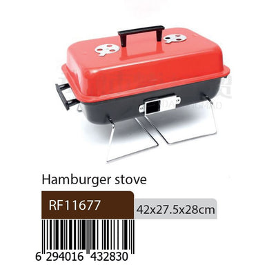 Royalford RF11677 Portable Charcoal Hamburger Stove | 170 Sq. In. Cooking Surface| Foldable Design | Outdoor BBQ Grill | Compact Steel Body |Easy Carry & Travel-Friendly