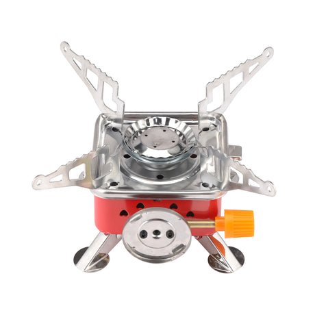 RoyalFord RF11683 Portable Small Square Gas Stove | Camping Furnace Foldable Outdoor Cooking Burner | 15.5x10cm Compact Butane Cooker for Hiking, Picnic & Travel Use