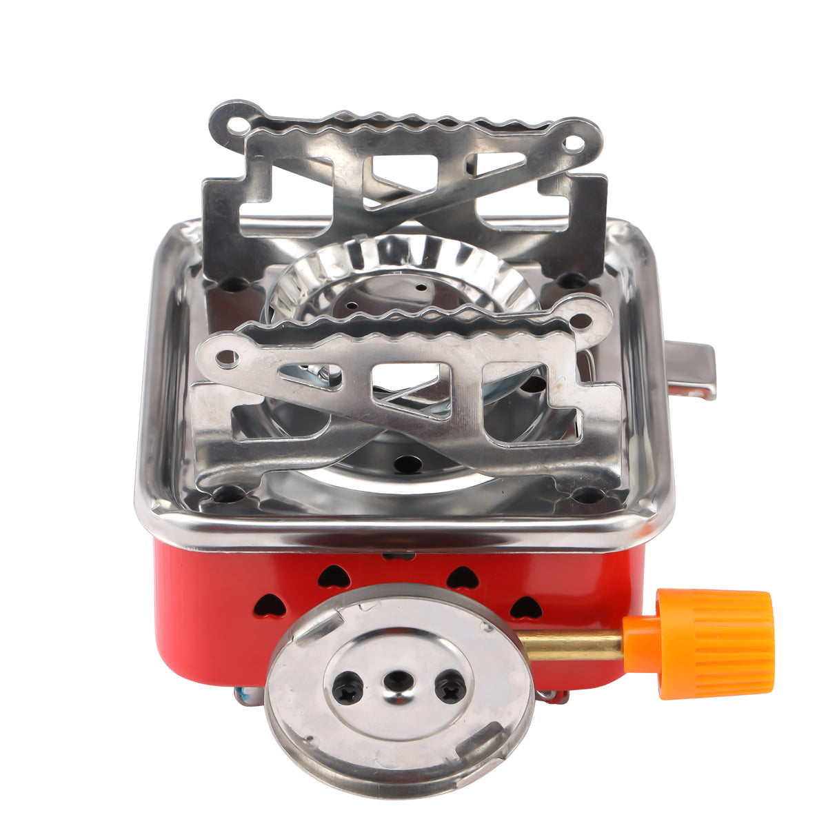 RoyalFord RF11683 Portable Small Square Gas Stove | Camping Furnace Foldable Outdoor Cooking Burner | 15.5x10cm Compact Butane Cooker for Hiking, Picnic & Travel Use