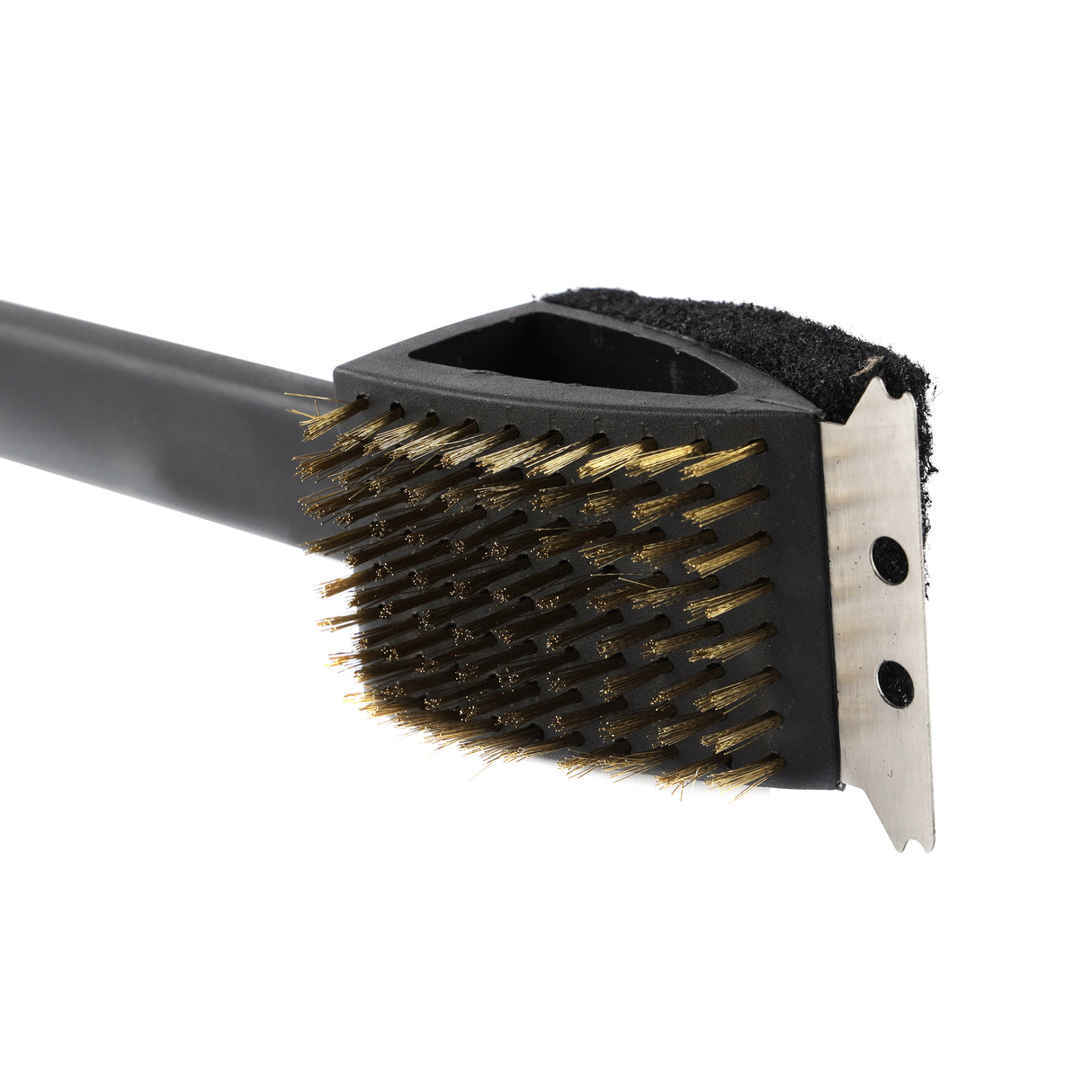 Royalford RF11685 15-inch copper wire brush| 3-in-1 design, durable bristles, and long handle| for heavy-duty cleaning, rust removal, and grease on metal surfaces|
