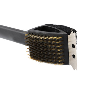 Royalford RF11685 15-inch copper wire brush| 3-in-1 design, durable bristles, and long handle| for heavy-duty cleaning, rust removal, and grease on metal surfaces|