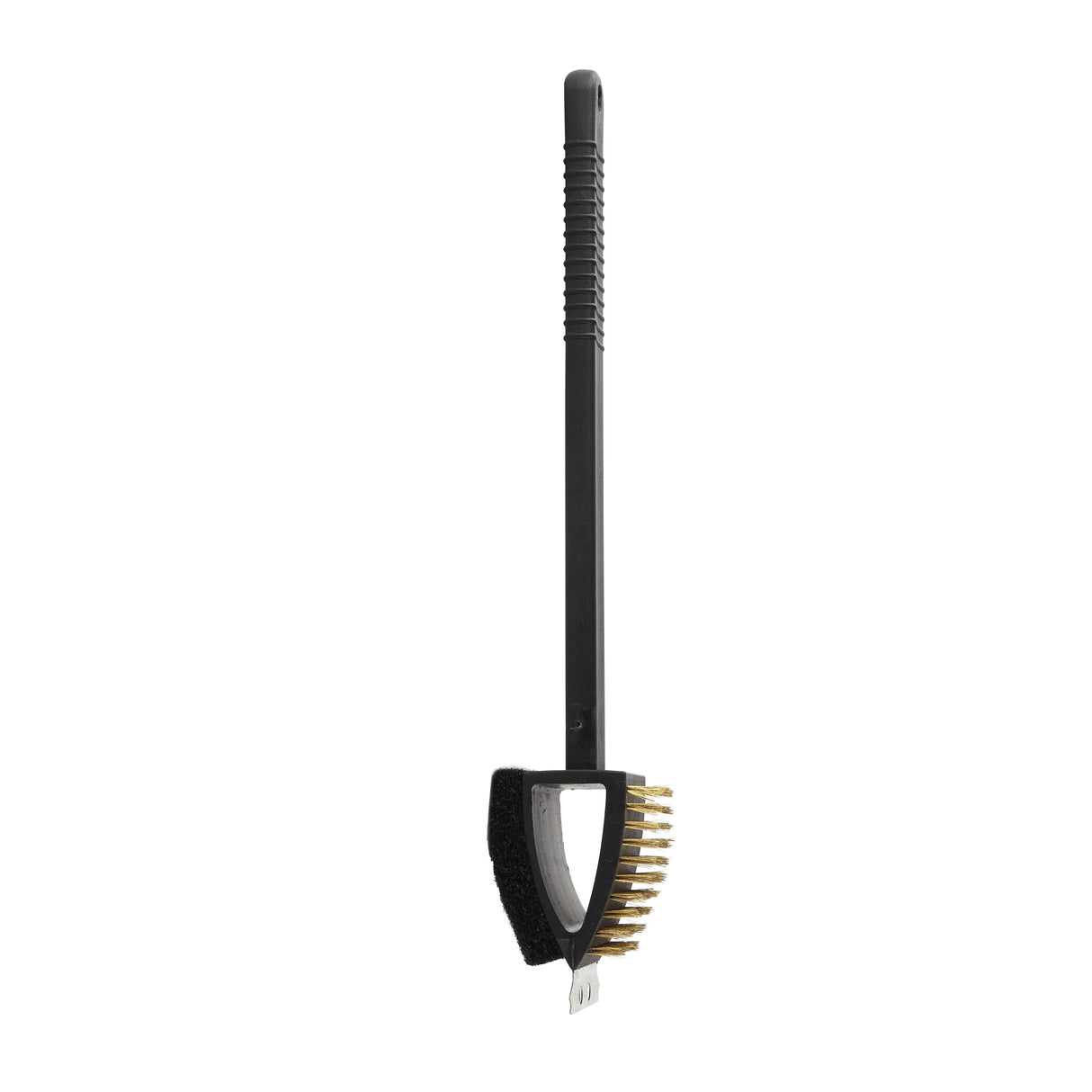 Royalford RF11685 15-inch copper wire brush| 3-in-1 design, durable bristles, and long handle| for heavy-duty cleaning, rust removal, and grease on metal surfaces|