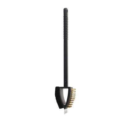 Royalford RF11685 15-inch copper wire brush| 3-in-1 design, durable bristles, and long handle| for heavy-duty cleaning, rust removal, and grease on metal surfaces|