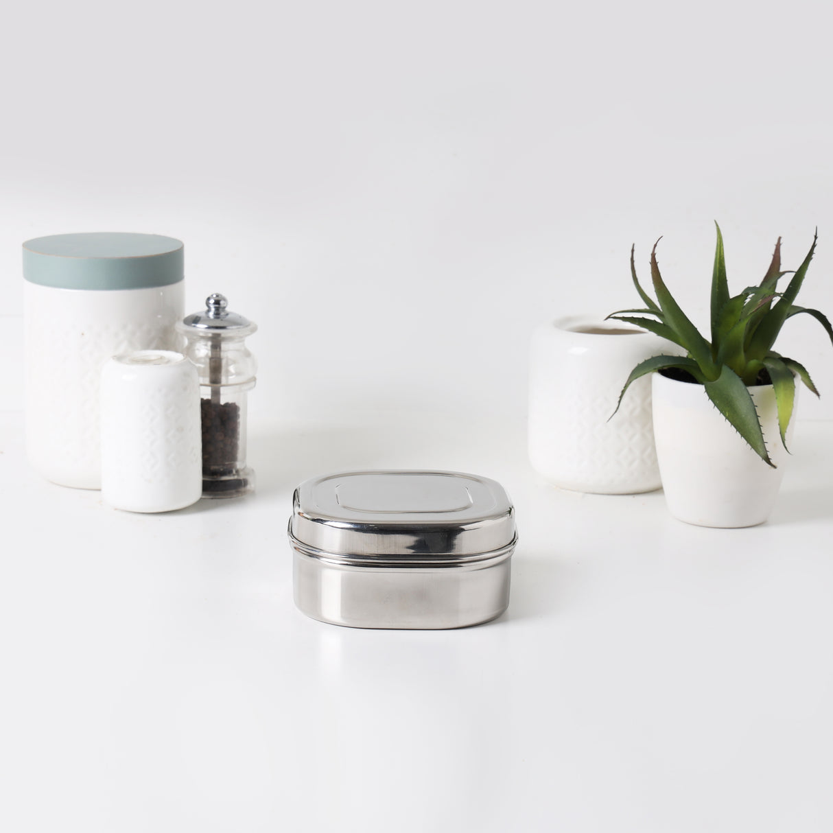 Royalford RF11699 Stainless Steel Square Dabba set| durable food-grade SS, mirror finish & rust-resistant design| stackable storage ideal for kitchen, travel & daily use|