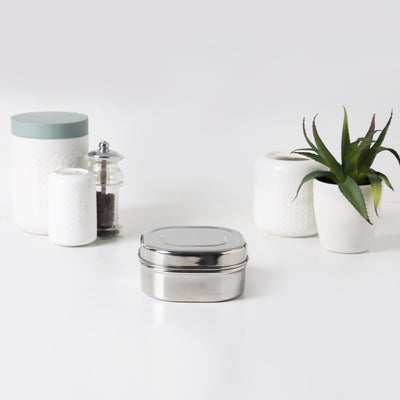 Royalford RF11699 Stainless Steel Square Dabba set| durable food-grade SS, mirror finish & rust-resistant design| stackable storage ideal for kitchen, travel & daily use|