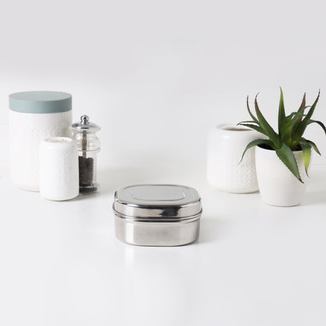 Royalford RF11699 Stainless Steel Square Dabba set| durable food-grade SS, mirror finish & rust-resistant design| stackable storage ideal for kitchen, travel & daily use|
