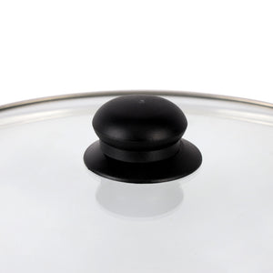 Royalford RF11726 Tempered Glass Lid | 26cm|  Stainless Steel Frame | Steam-Release Vent| Heat-Resistant Bakelite Knob| 3.8mm Thickness | Food-Grade & Dishwasher-Safe