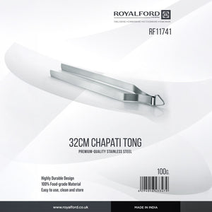 Royalford RF11741 32CM Chapati Tong | made from premium stainless steel, durable & food-grade| easy to use and clean, ideal for handling chapatis and hot foods|