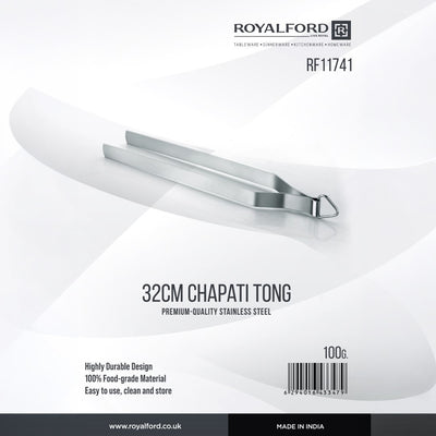 Royalford RF11741 32CM Chapati Tong | made from premium stainless steel, durable & food-grade| easy to use and clean, ideal for handling chapatis and hot foods|