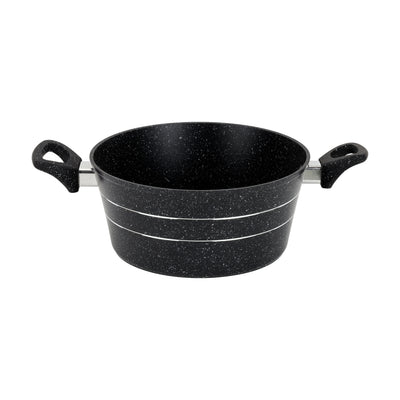 Royalford RF11865 Smart Granite 24cm casserole with forged aluminium body| 5-layer non-stick granite coating, induction base, glass lid and cool-touch handles, durable