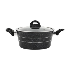 Royalford RF11865 Smart Granite 24cm casserole with forged aluminium body| 5-layer non-stick granite coating, induction base, glass lid and cool-touch handles, durable