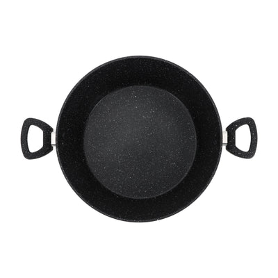 Royalford RF11868 Smart Granite Series 30cm Casserole | Forged Aluminium Body | 5-Layer Durable Granite Coating | Tempered Glass Lid & Induction Compatible Base Pot