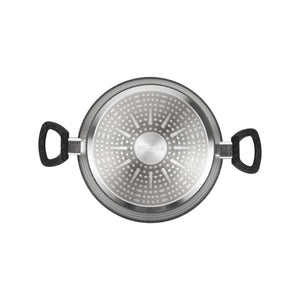 Royalford RF11868 Smart Granite Series 30cm Casserole | Forged Aluminium Body | 5-Layer Durable Granite Coating | Tempered Glass Lid & Induction Compatible Base Pot