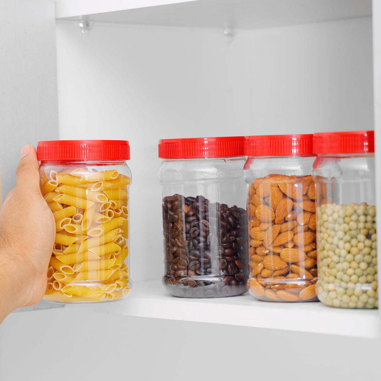 Royalford RF11877 750ML PET Jar Set| 4PCS with airtight lids & BPA-free material| leak-proof & odor-free, ideal for storing grains, snacks & keeping food fresh|