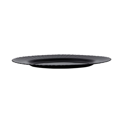 Royalford RF11900 13" opalware oval plate| black wave design, lightweight & chip-resistant| microwave and dishwasher safe, ideal for everyday dining and serving meals|