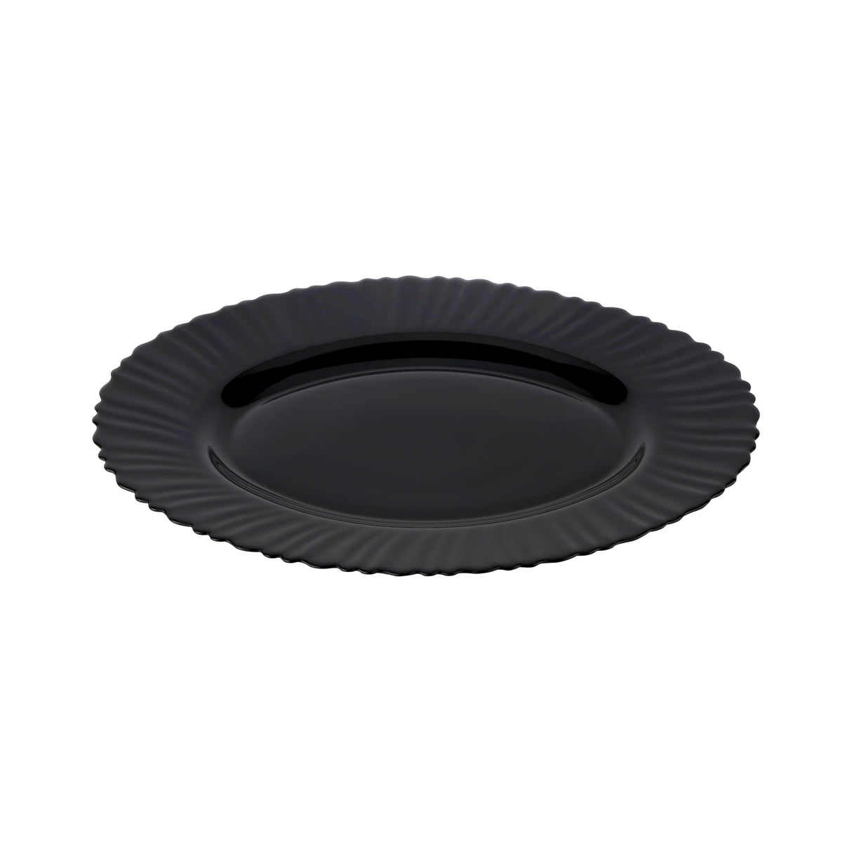 Royalford RF11900 13" opalware oval plate| black wave design, lightweight & chip-resistant| microwave and dishwasher safe, ideal for everyday dining and serving meals|