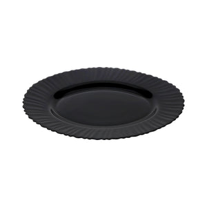 Royalford RF11900 13" opalware oval plate| black wave design, lightweight & chip-resistant| microwave and dishwasher safe, ideal for everyday dining and serving meals|