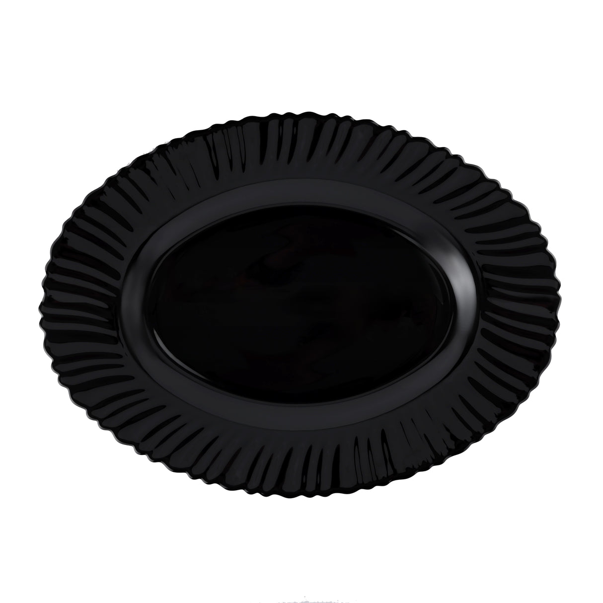 Royalford RF11900 13" opalware oval plate| black wave design, lightweight & chip-resistant| microwave and dishwasher safe, ideal for everyday dining and serving meals|