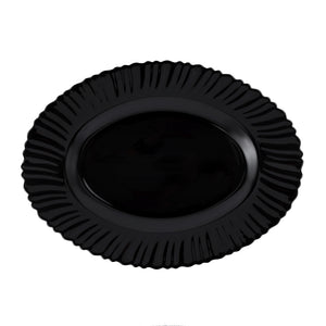 Royalford RF11900 13" opalware oval plate| black wave design, lightweight & chip-resistant| microwave and dishwasher safe, ideal for everyday dining and serving meals|