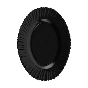 Royalford RF11900 13" opalware oval plate| black wave design, lightweight & chip-resistant| microwave and dishwasher safe, ideal for everyday dining and serving meals|