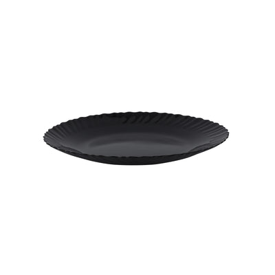 Royalford RF11901 10.5" Opalware Dinner Plate| stylish black wave design & chip-resistant build| lightweight body & is microwave, dishwasher safe for daily use|