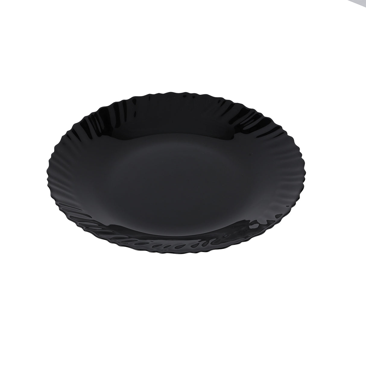 Royalford RF11901 10.5" Opalware Dinner Plate| stylish black wave design & chip-resistant build| lightweight body & is microwave, dishwasher safe for daily use|