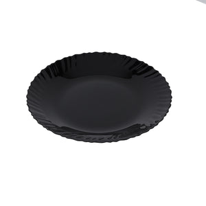 Royalford RF11901 10.5" Opalware Dinner Plate| stylish black wave design & chip-resistant build| lightweight body & is microwave, dishwasher safe for daily use|