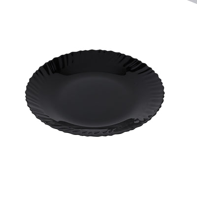 Royalford RF11901 10.5" Opalware Dinner Plate| stylish black wave design & chip-resistant build| lightweight body & is microwave, dishwasher safe for daily use|