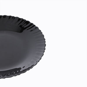 Royalford RF11901 10.5" Opalware Dinner Plate| stylish black wave design & chip-resistant build| lightweight body & is microwave, dishwasher safe for daily use|