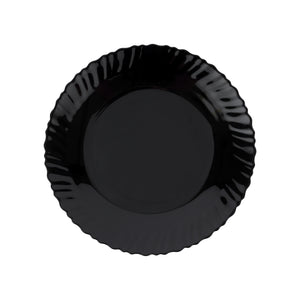 Royalford RF11901 10.5" Opalware Dinner Plate| stylish black wave design & chip-resistant build| lightweight body & is microwave, dishwasher safe for daily use|