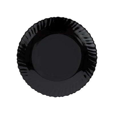 Royalford RF11901 10.5" Opalware Dinner Plate| stylish black wave design & chip-resistant build| lightweight body & is microwave, dishwasher safe for daily use|