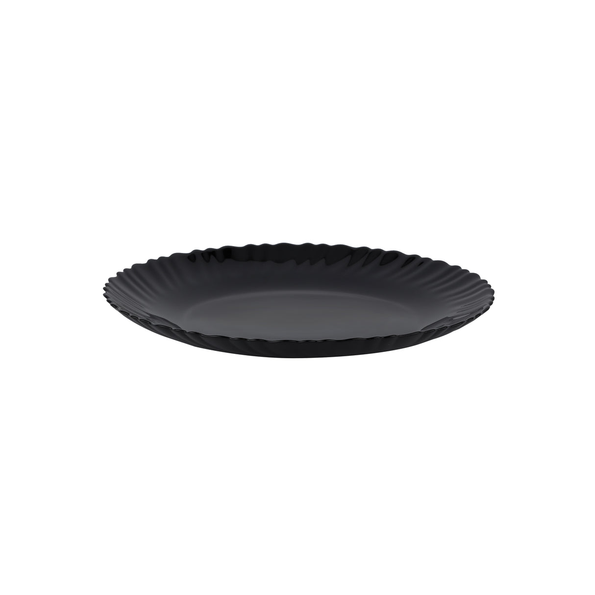 Royalford RF11903 9.5" Opalware Flat Plate| elegant black wave design & chip-resistant durability| lightweight & is microwave & dishwasher safe for everyday use|