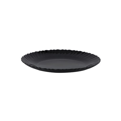 Royalford RF11903 9.5" Opalware Flat Plate| elegant black wave design & chip-resistant durability| lightweight & is microwave & dishwasher safe for everyday use|