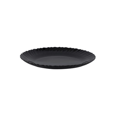 Royalford RF11903 9.5" Opalware Flat Plate| elegant black wave design & chip-resistant durability| lightweight & is microwave & dishwasher safe for everyday use|