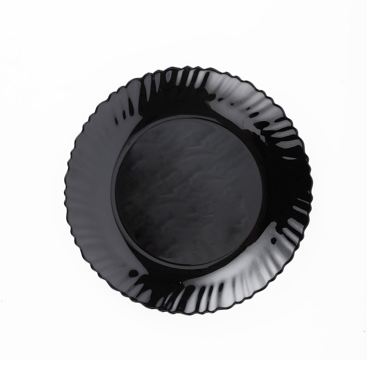 Royalford RF11903 9.5" Opalware Flat Plate| elegant black wave design & chip-resistant durability| lightweight & is microwave & dishwasher safe for everyday use|
